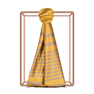 Yellow Meridian Striped Silk Scarf - Thumbnail
