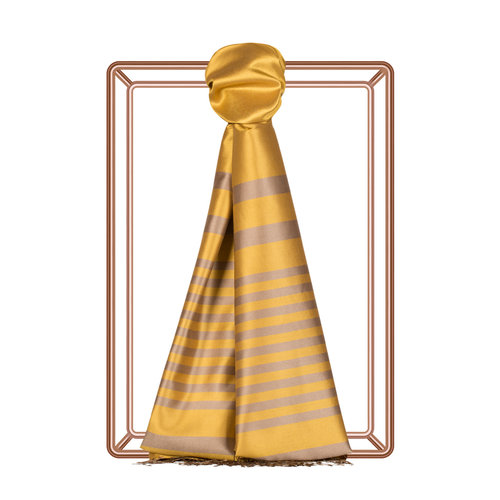 Yellow Meridian Striped Silk Scarf