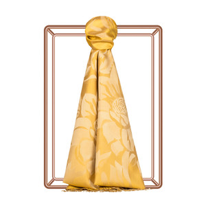 Yellow Nev Garden Jacquard Silk Scarf - Thumbnail