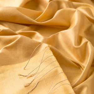 Yellow Plain Silk Scarf - Thumbnail