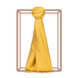 Yellow Plain Silk Scarf - Thumbnail