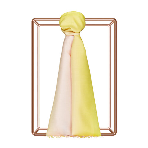 Yellow Powder Pink Gradient Silk Scarf