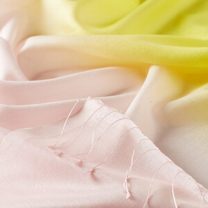 Yellow Powder Pink Gradient Silk Scarf - Thumbnail