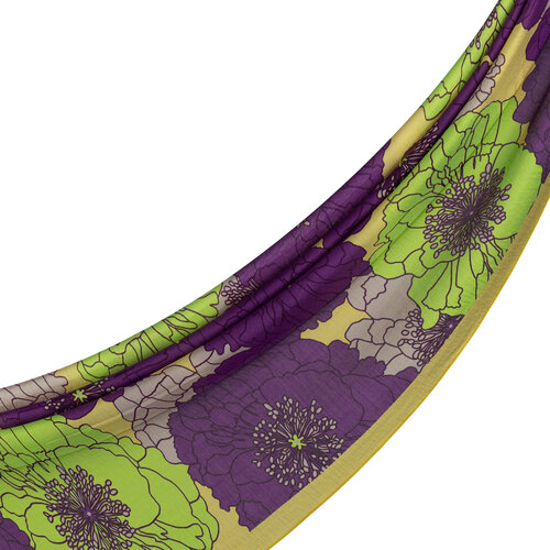 Yellow Purple Hydrangea Print Tencel Scarf