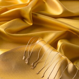 Yellow Reversible Silk Neck Scarf - Thumbnail