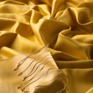 Yellow Reversible Silk Scarf - Thumbnail