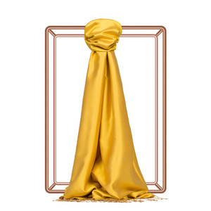 Yellow Reversible Silk Scarf - Thumbnail
