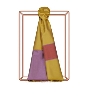 Yellow Striped Silk Scarf - Thumbnail