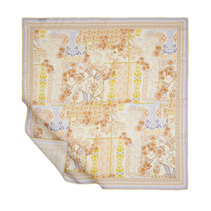 Yellow Summer Patchwork Twill Silk Scarf - Thumbnail