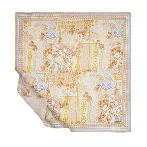 Yellow Summer Patchwork Twill Silk Scarf