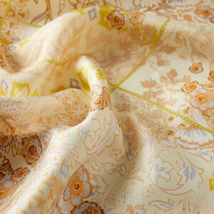 Yellow Summer Patchwork Twill Silk Scarf - Thumbnail