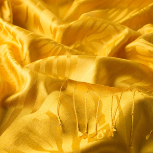 Yellow Zebra Jacquard Silk Scarf - Thumbnail