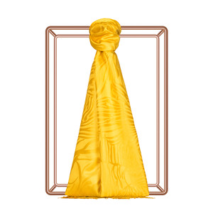 Yellow Zebra Jacquard Silk Scarf - Thumbnail