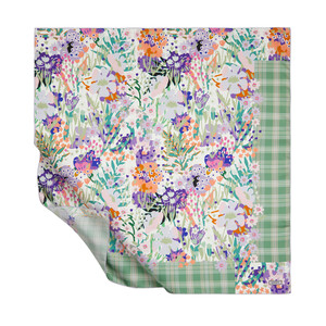 ipekevi - ايشارب حرير تويل تصميم ورود لون أخضر