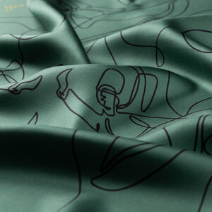 Yeşil Rumi Tivil İpek Eşarp - Thumbnail