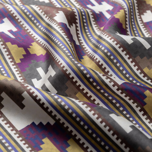 Ysğyeşili Kuşak Desenli Tivil İpek Eaşrp