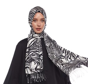 Zebra Print Silk Scarf - Thumbnail