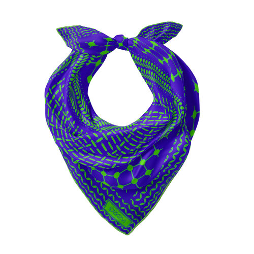 Zümrüt Saks Kefiye Saten İpek Mendil