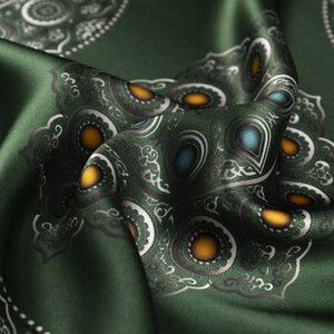 Zümrüt Telkari Saten İpek Mendil - Thumbnail