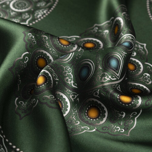 Zümrüt Telkari Saten İpek Mendil